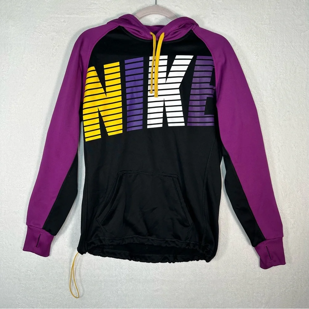 Nike Therma-Fit Colorblock Logo Sweatshirt Women’s Sz M Hoodie Logo‎ Activewear